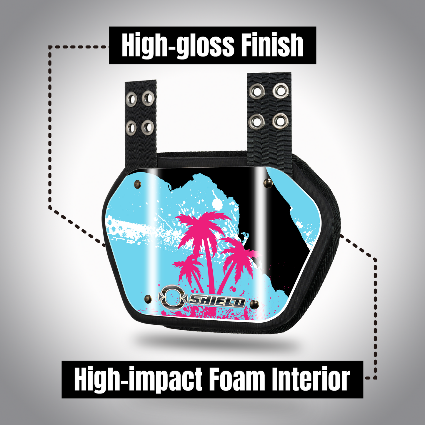 O Shield State of FLORIDA  Football Back Plate, Lower Back Pads for Football Players, Rear Protector, Universal Fit