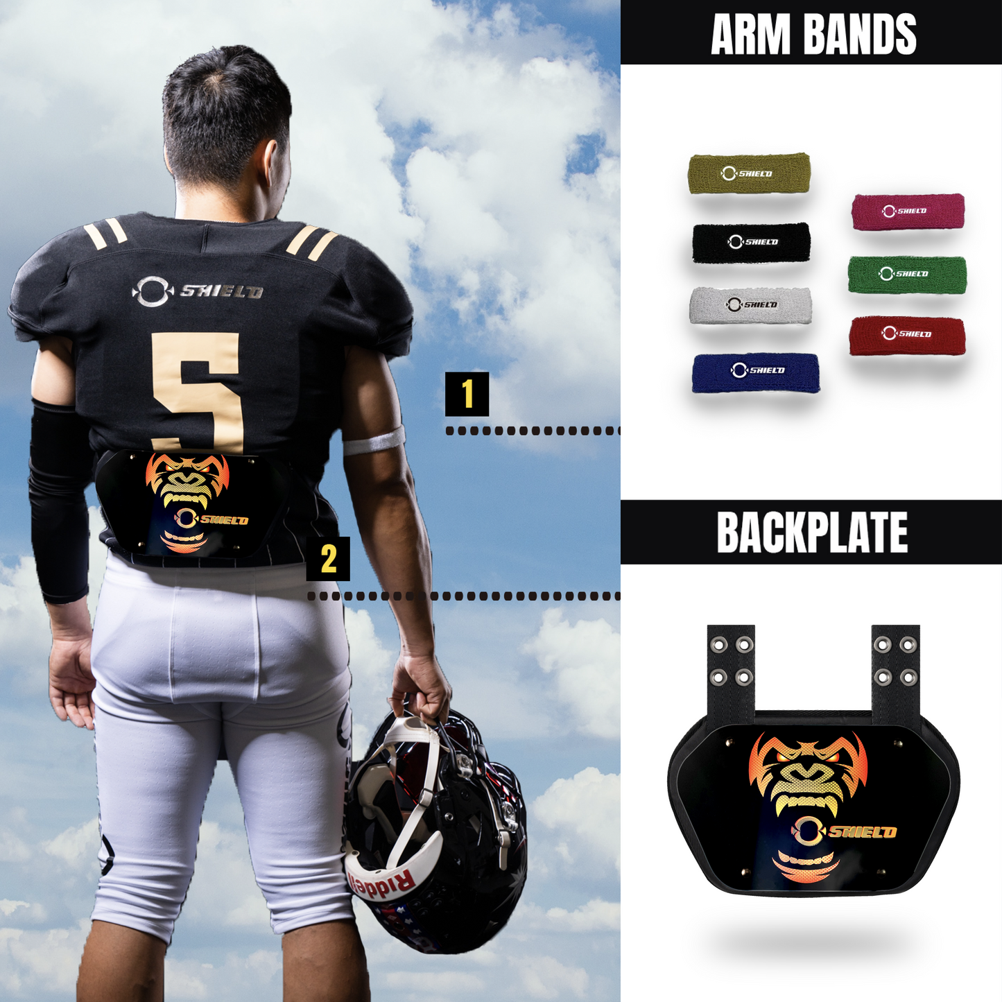 O Shield Rage Gorilla Football Back plate, Backplate football, Wild Series, Animal Series