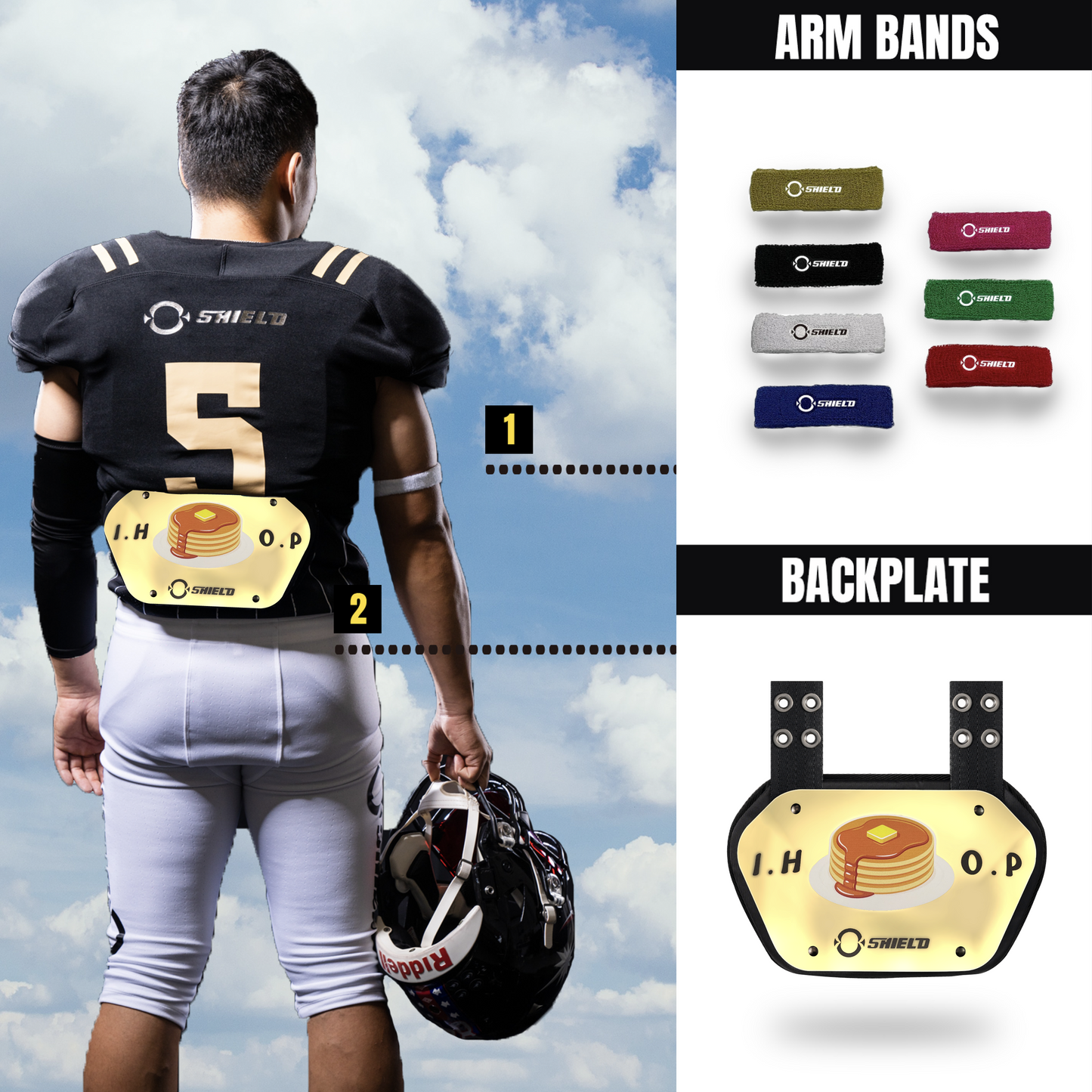 ‎O Shield Golden I.H.O.P. Football Back Plate, Backplate Football, Expression Series