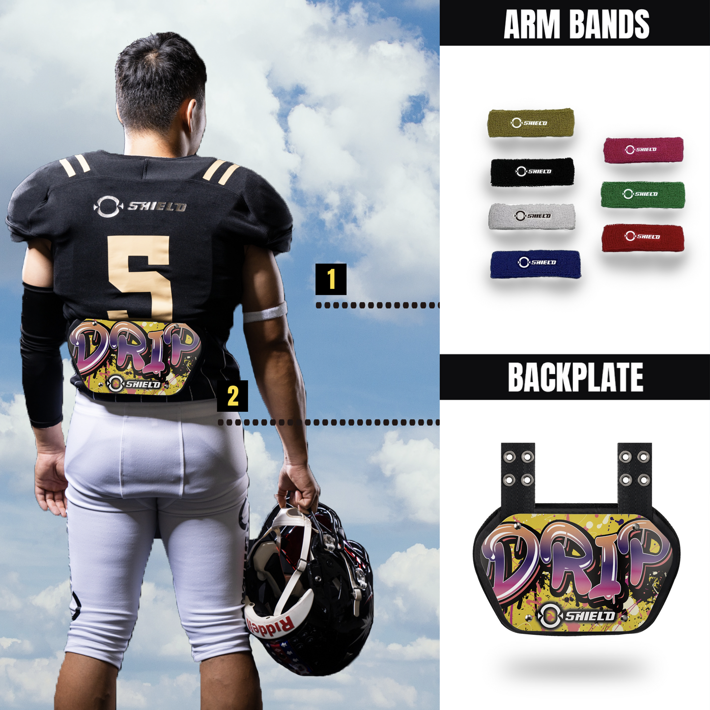 O Shield DRIP Football Back Plate, Lower Back Pads for Football