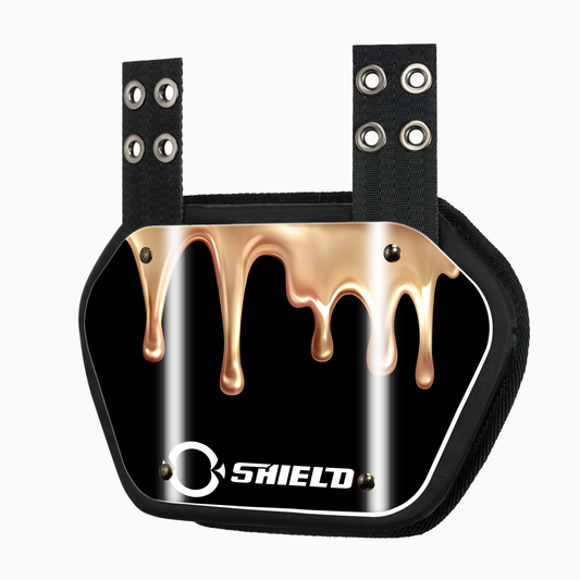 O Shield DRIPPING GOLD Football Back Plate, Lower Back Pads for Football Players, Rear Protector, Universal Fit