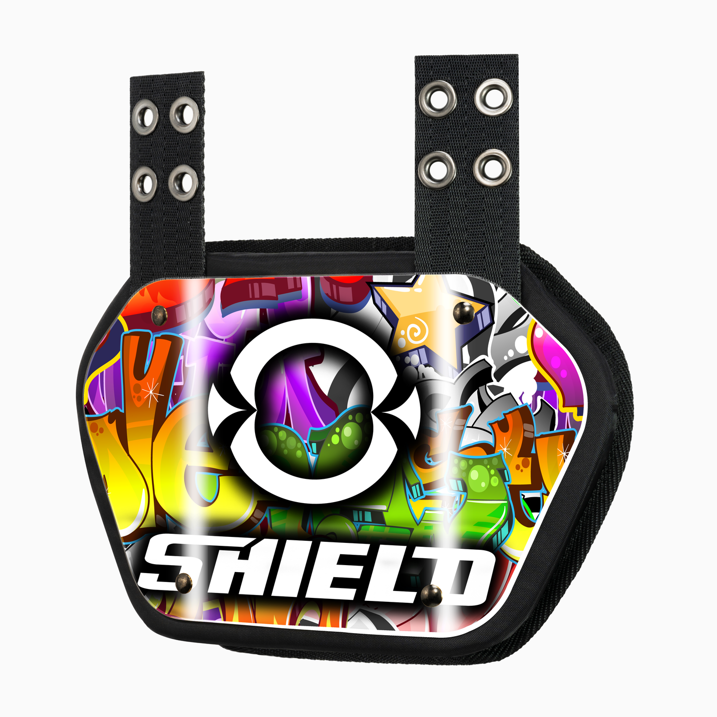 O Shield GRAFFITI Football Back Plate, Lower Back Pads for Football Players, Rear Protector, Universal Fit