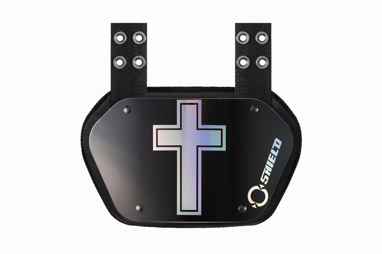 O Shield Holy Cross Chrome Football Back Plate, Back Plate for Football, Lower Back Pads for Football Players, Rear Protector