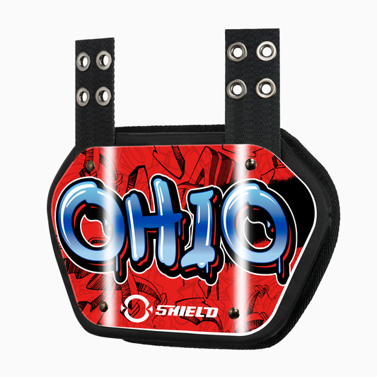 O Shield State  of OHIO Football Back Plate, Lower Back Pads for Football Players, Rear Protector, Universal Fit