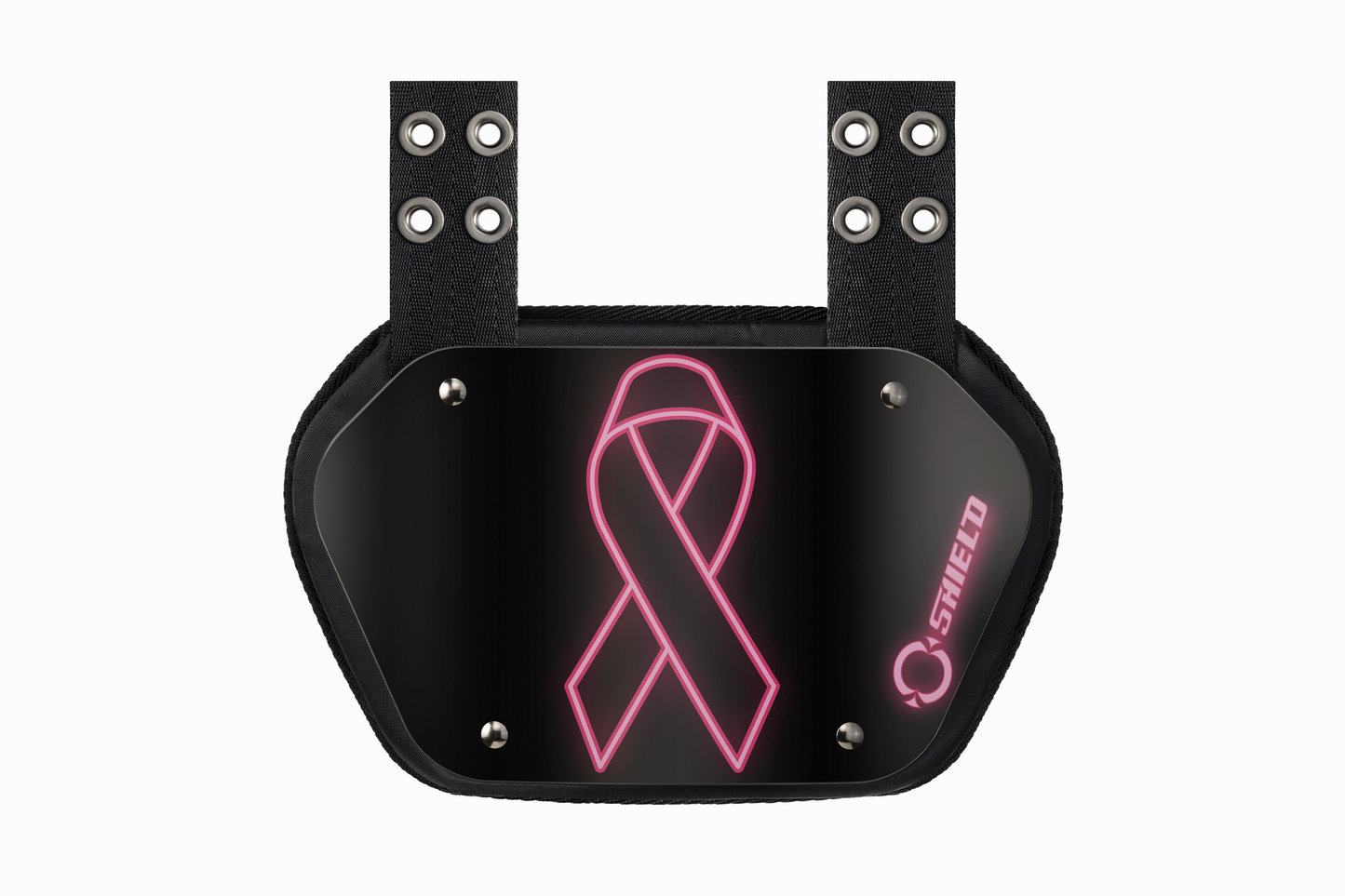 O Shield Pink Ribbon Football Back Plate, Lower Back Pads for Football Players, Rear Protector, Universal Fit