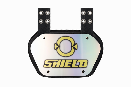 O Shield Laser Sharp Chrome O SHIELD Football Back Plate, Lower Back Pads for Football Players, Rear Protector, Universal Fit