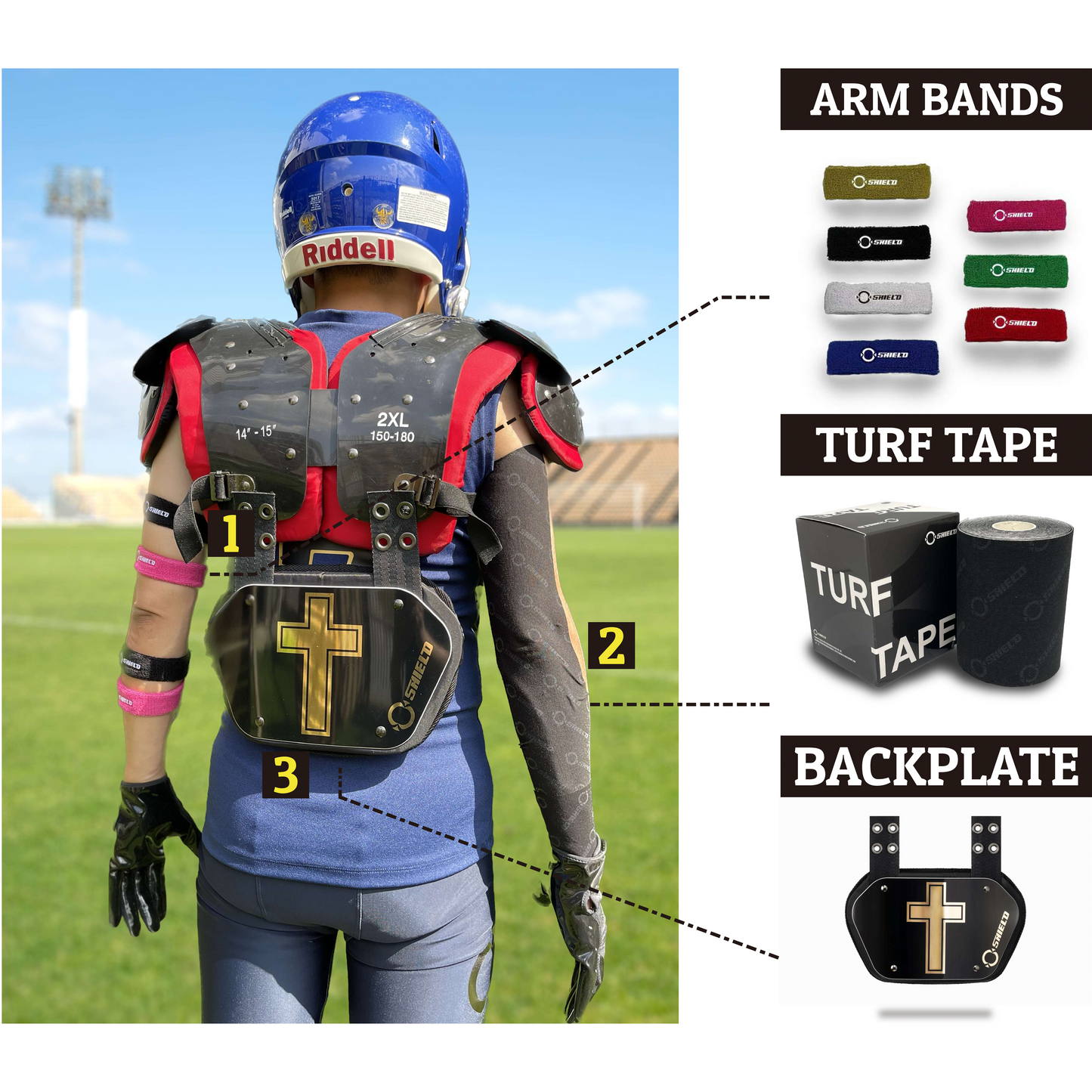 O Shield Football Turf Tape, Athletic Sports Pre Wrap, Protective Breathable Waterproof Muscle Support Athletic Wrist Tape, Durable NCCA Football Sports Arm Tape